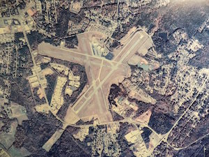 aerial shot of Spartanburg Memorial airport runways