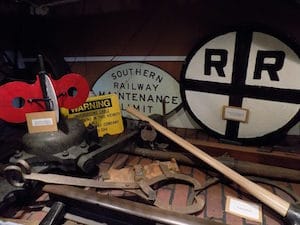 old railroad tools on display