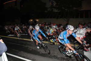 cyclists riding at night